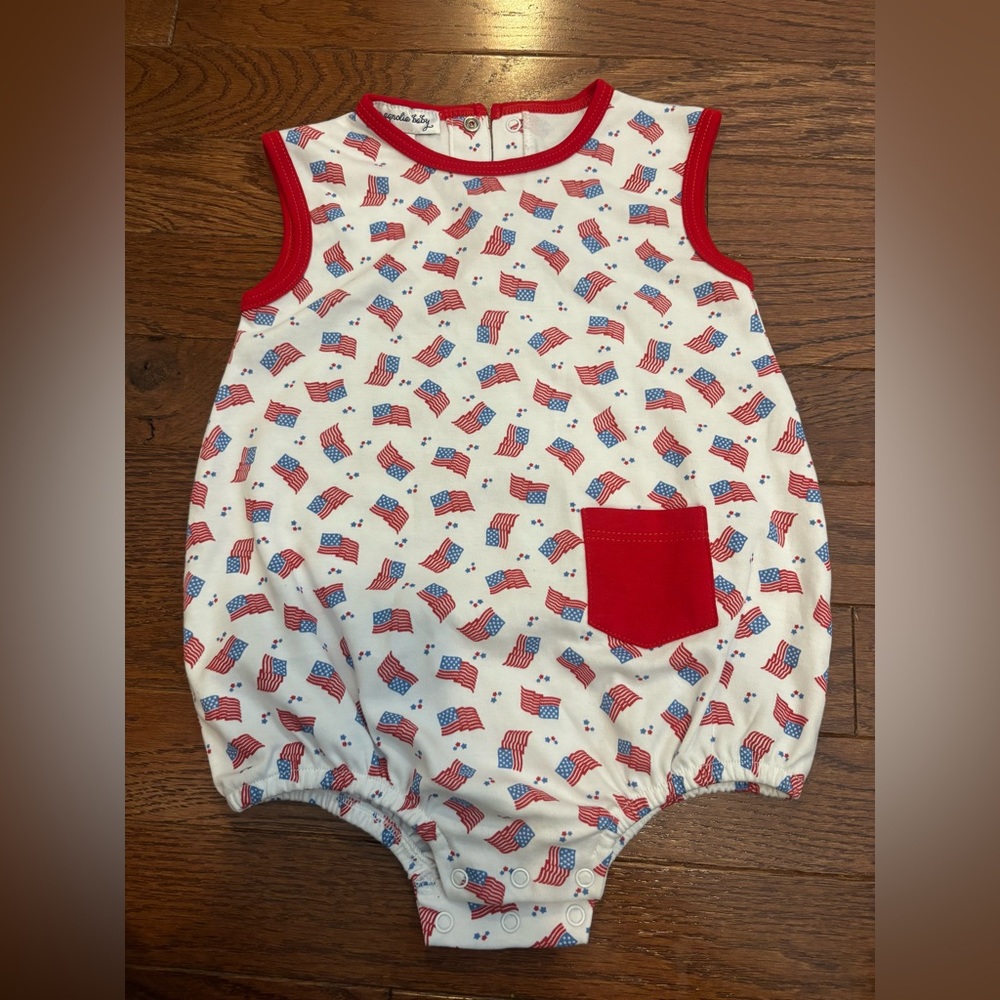EUC Baby Magnolia Romper with Flag Print